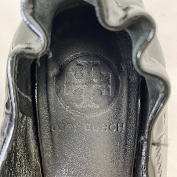 Tory Burch Reva Patent Leather Ballet Flat Size 7 Black Career Classic Timeless - Picture 10 of 13